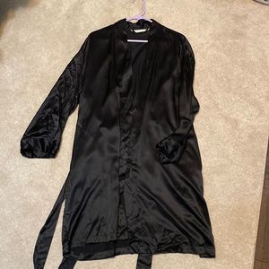 Black silk shirt robe